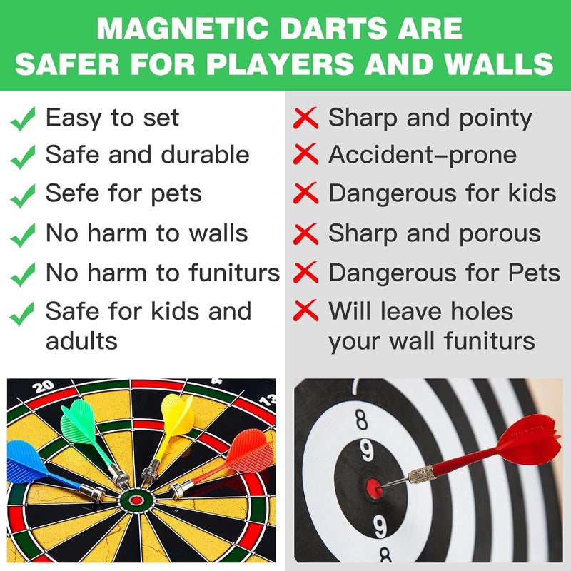 moopok Magnetic Dart Board for Kids-12Magnetic Dart/Sticky Balls Or 2 Toy Gun+40 Foam Dart.Indoor/Outdoor Kids Games and Party Games,Christmas Birthday Gifts Toys for 3-12 Year Old Boys - Image 3